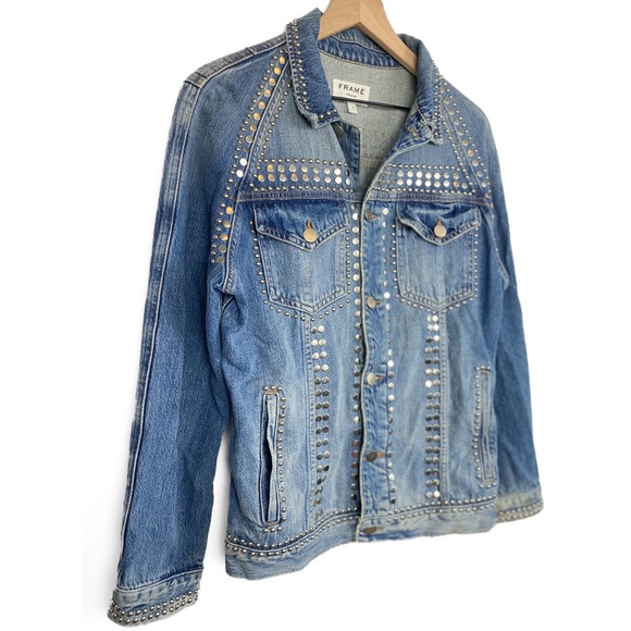 Frame Denim Le Studded Oversized Jean Jacket - Size S - Picture 6 of 14